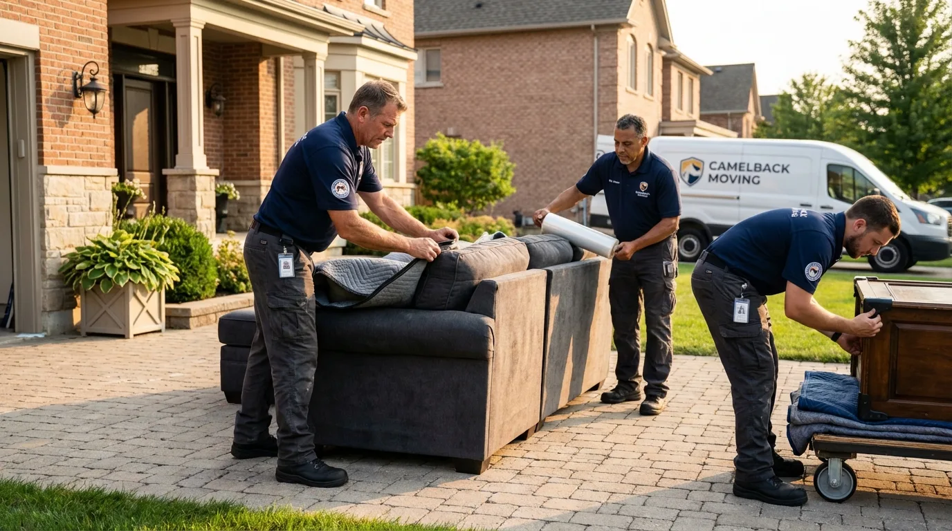 Large estate moving crew wrapping furniture in Lockney, TX